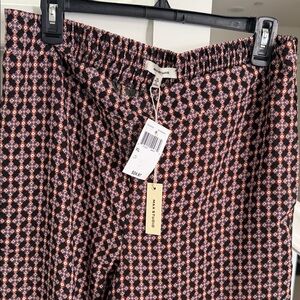 Max Studio Black Pants with Pink Geometric Print